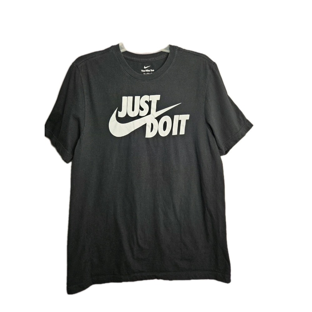 Nike Shirt‎ Mens Medium Black White Just Do it Short Sleeve Cotton Casual.